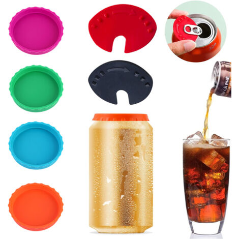 Couvercle Pour Canette - En Silicone Et ABS - Étanche Et Anti-Poussière - Pour Bière Soda Boisson Fraîche - 6 Pièces