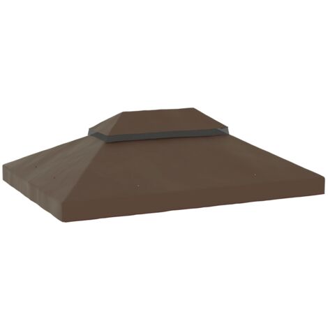 Couvercle pour kiosque de jardin 3x4 m,2 plis,en tissu Oxford 600D avec ouvertures de drain,café