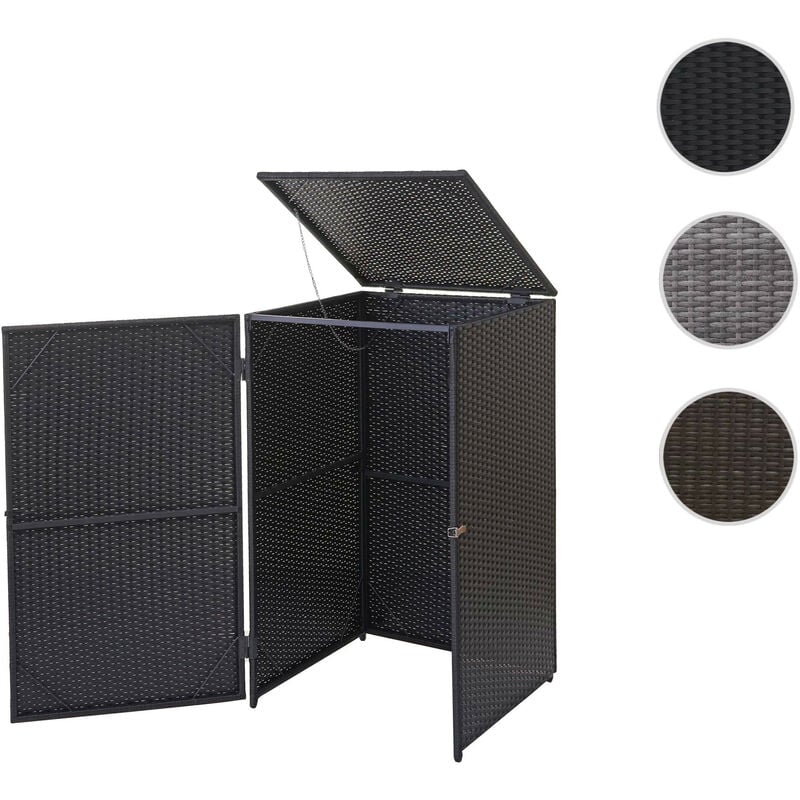 Couvercle pour poubelle HWC-E25, boîte à poubelle, Couvercle pour poubelle, poly rotin 120l - brun