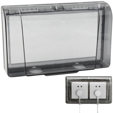 Couvercle Prise Courant éTanche ExtéRieures - 86 Murales éTanches Interrupteur à 2 Voies Anti PoussièRe Pour Salle De Bain, Maison, ExtéRieur, Noir Transparent, 20 X 12,4 X 4,5 Cm