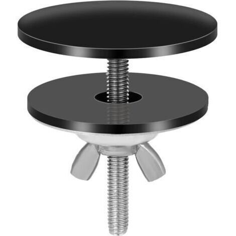 Couvercle Trou Robinet Noir en Acier Inoxydable, Diamètre 5cm pour Trou de 11 à 45mm, Cache Trou Évier Étanche avec Joint PVC et Poignée Métallique