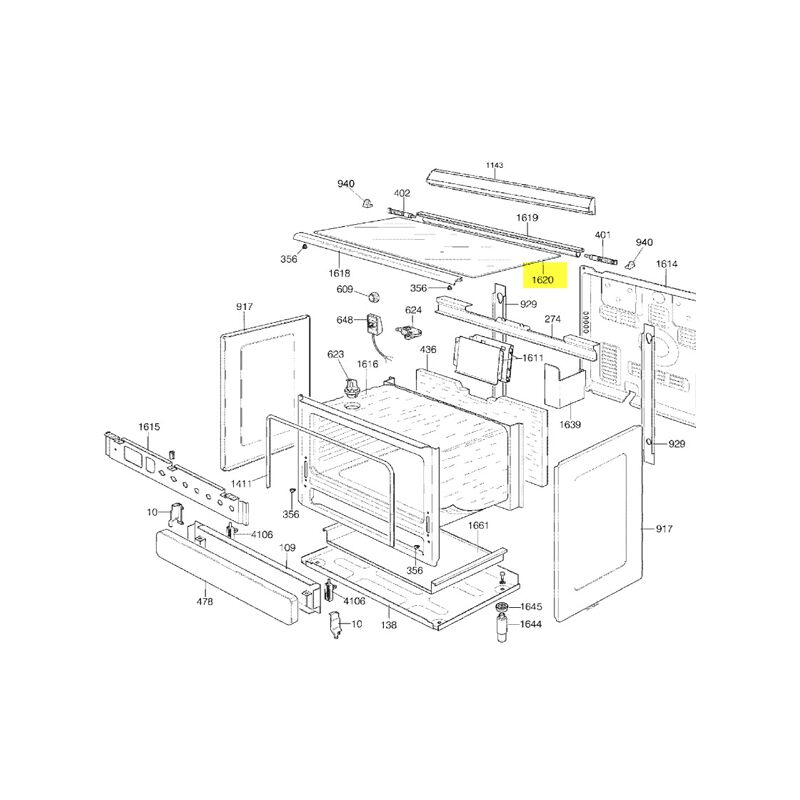 Couvercle verre cod 1620 pour cuisiniere Germania 0901066