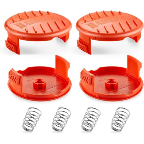 Couvercles de bobine et ressorts pour tondeuses BLACK+DECKER, couvercles de bobine de rechange pour tondeuses, accessoires pour tondeuses, paquet de 4 pièces (4 couvercles de bobine + 4 ressorts).