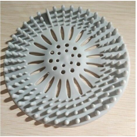 Couvercles de Drain de Douche, Filtre Attrape Cheveux Douche Silicone Tube Drainer Attrape Cheveux Bouchon avec Ventouse pour Cuisine Salle de Bain（gris clair）
