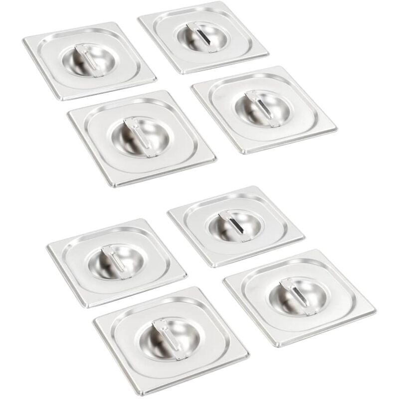 Vidaxl - Couvercles de plateau 8 pcs gn 1/6 Acier inoxydable