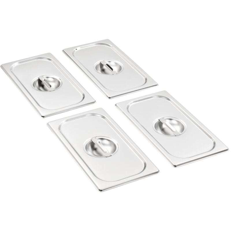 Vidaxl - Couvercles de plateau 4 pcs gn 1/3 Acier inoxydable