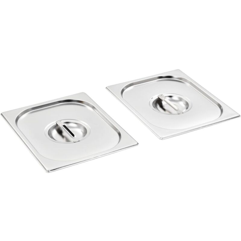 vidaXL Couvercles de plateau 2 pcs GN 1/2 Acier inoxydable