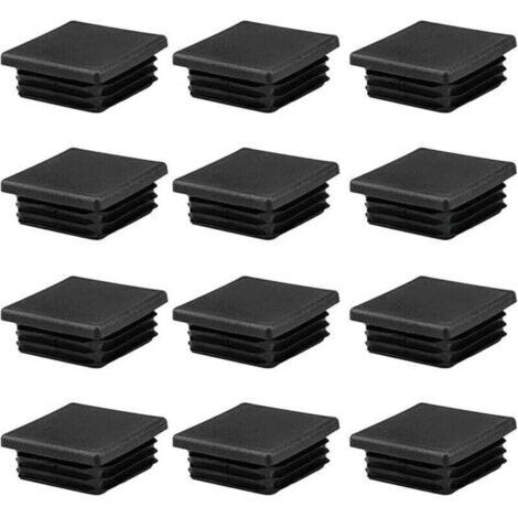 Couvercles de tubes carrés en plastique noir, 12 pièces, 50x50mm, pour tuyaux métalliques, chaises, canapés et tables