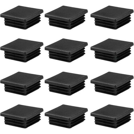Couvercles de tubes carrés en plastique noir, 12 pièces, 50x50mm, pour tuyaux métalliques, chaises, canapés et tables
