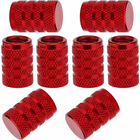 couvercles de valve de pneu, couvercles de valve de pneu universels en aluminium, couvercles de valve anti-poussière pour voitures, SUV, vélos, camions, motos (rouge)