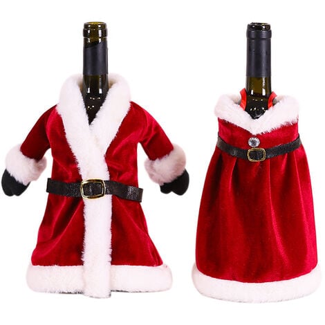 Couvercles décoratifs pour bouteilles de vin, sacs, ornements de noël, accessoires de noël, robes de noël, couvercles pour bouteilles de vin
