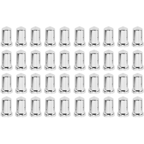 Couvercles d'écrou de roue en plastique chromé ABS antirouille, capuchons à bride de 33mm pour camions, remorques et véhicules, 40 pièces.
