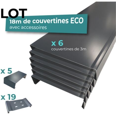 Couvertines 18m ALUHOME  6 couvertines 8/10e - 5 éclisses 19 pattes de fixations  - Largeur 285 mm - gris anthracite