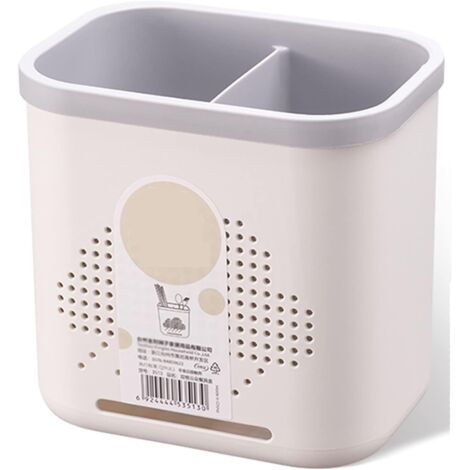Couverts Égouttoir en Plastique pour Ustensiles De Cuisine Cuillère Couteau Organisateur Titulaire Évier, Drainage Multifonctionnel Ménage Baguettes Cage, 2 Cellules Baguettes Tube,Gris-Ensoleillé