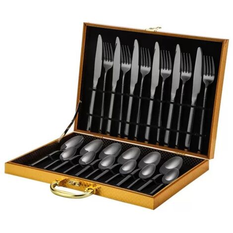 couverts en acier inoxydable coffret chevalier 24 pieces ensemble de 4 pieces principales couverts a steak dore style epure