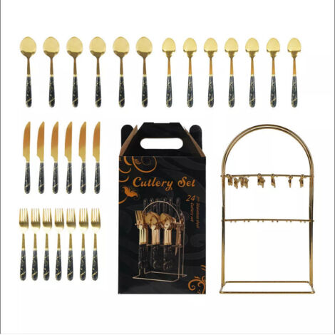 Couverts En Acier Inoxydable - Set De 24 Pièces - Fourchettes Cuillères Couteaux - Pour Maison Restaurant Picnic - 24 Pièces