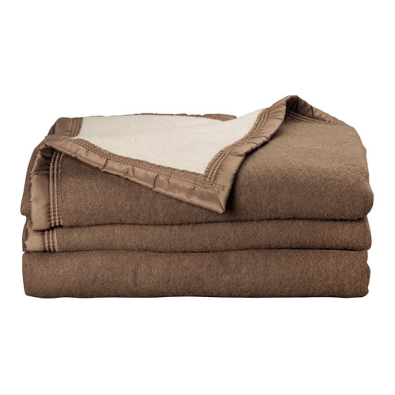 Couverture 100% Pure Laine Vierge Double face 'Volta' 500 gr/m² Toison D'or Volta Chamois Blanchi - 180 x 240 cm