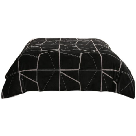 Couverture 160x200 Décorative Géométrique Gris sur Noir