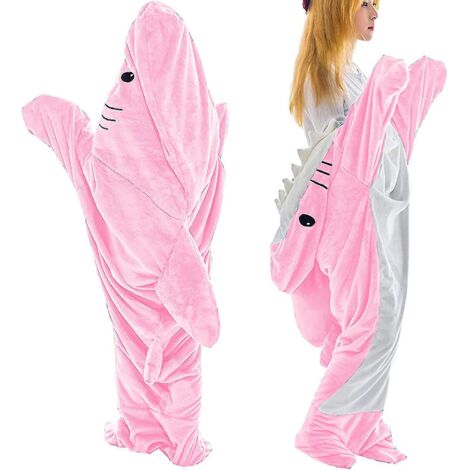 Couverture à capuche requin adulte - Combinaison-pyjama requin adulte - Couverture requin ultra douce et confortable 190 cm