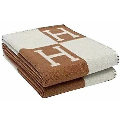 Couverture à carreaux marron H Cashmere Blended Crochet Portable