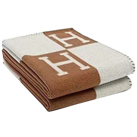 Couverture à carreaux marron H Cashmere Blended Crochet Portable