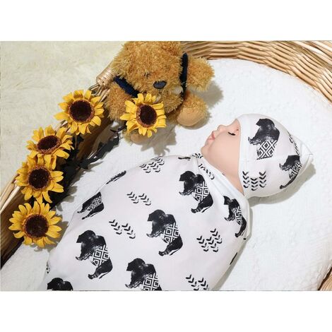 Couverture enveloppante florale pour bébé, avec bandeau, pour garçon et  fille, tissu doux et extensible