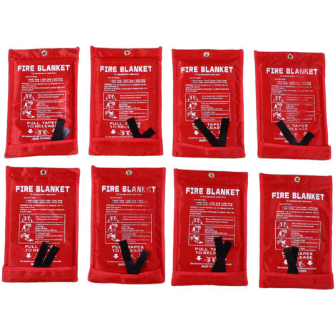 Couverture anti-feu pour la maison et la cuisine - Lot de 8 couvertures anti-feu réutilisables en fibre de verre - Idéales pour l'école, la cheminée, le barbecue, la voiture, le bureau, le garage, la 