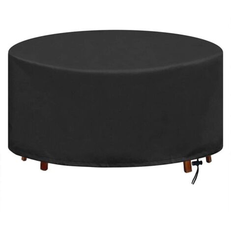 Couverture Bâche de Protection de Table, Housse de Protection pour Table Ronde Imperméable au Vent Housse Mobilier 420D Oxford Tissu Housse Salon de Jardin (Ø128x71cm)