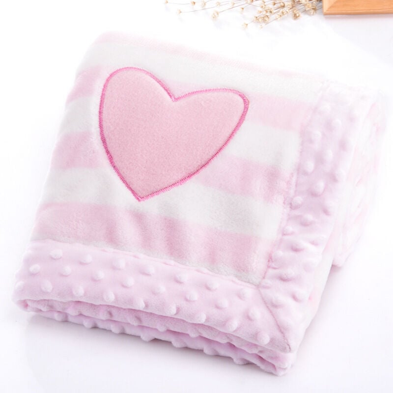 Couverture bébé double couche en flanelle douce pour l'hiver à rayures chaudes Couverture en peluche pour bébé Couverture confortable pour poussette