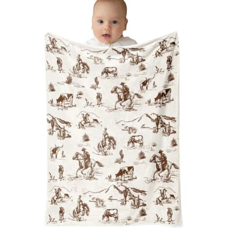 Couverture Bébé Imprimée Vache, Décoration Chambre Cowboy Western, Couette