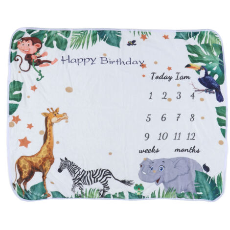 Couverture Bébé Jungle Animaux - Tissu Polyamide Doux pour Photos Mensuelles et Accessoires Nouveau-né