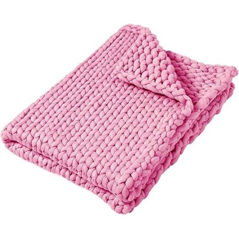 Couverture câline, Couverture tricotée douce, hiver, confortable, couverture légère, couverture chaude en peluche, couverture lestée pour canapé-lit, chaise de canapé, Rose, 50 x 50 cm