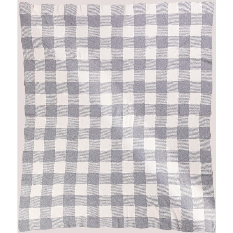sklum - couverture plaid en coton kalai vichy print grey