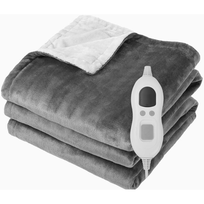 Couverture Chauffante 130 x 180 cm, Couverture Chauffante 1 Personne avec 6 Réglages de Chauffage et Arrêt Automatique de 8 Heures,Lavable en Machine