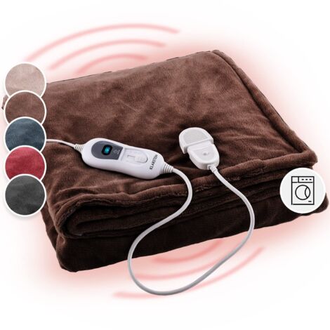 Couverture Chauffante 2 Places électrique XL 180x151 cm, Plaid Chauffant, Couette Lavable Machine 120W, 3 Températures, Minuterie 3H, Surmatelas Chauffant Electrique sans Fil Canapé et Lit