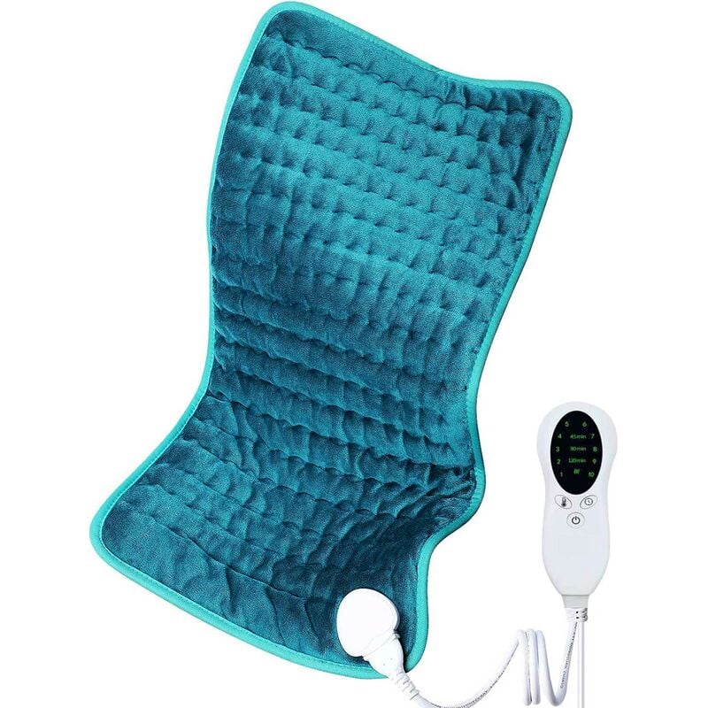 Couverture chauffante, 60W, 60x30cm, 100-240V, 50-60Hz, 6 réglages de température, bleu