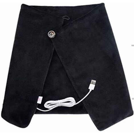 Couverture chauffante à capuche, interface USB, respirante, unisexe, soulage les douleurs aux épaules, aux genoux et à l'abdomen, noire.