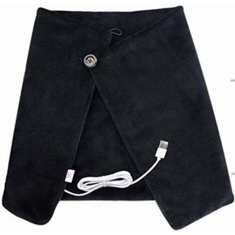 Couverture chauffante à capuche, interface USB, respirante, unisexe, soulage les douleurs aux épaules, aux genoux et à l'abdomen, noire.