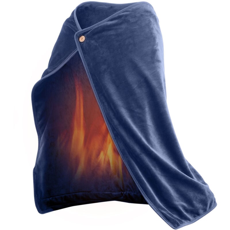Couverture chauffante, châle chauffant, couverture lavable et portable pour le camping, le bureau et la maison bleu
