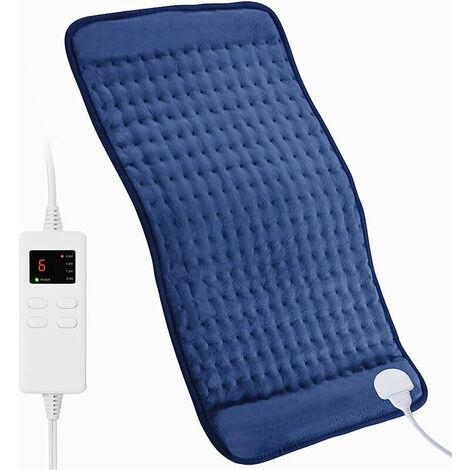 Couverture chauffante, Coussin Chauffant Électrique avec arrêt automatique. 30×60cm Coussin Chauffant dos Chauffage Rapide pour le dos. le cou. l'épaule(Bleu)