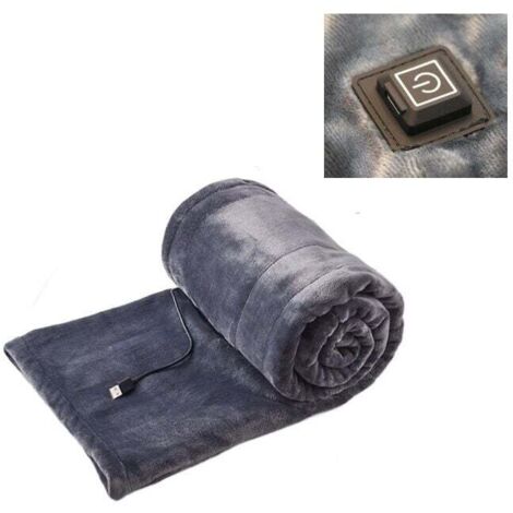 Couverture chauffante, couverture chauffante en flanelle, lavable en machine, couverture électrique portable usb 5 volts, thermostat intelligent à chauffage rapide - 100 × 80cm - Gris