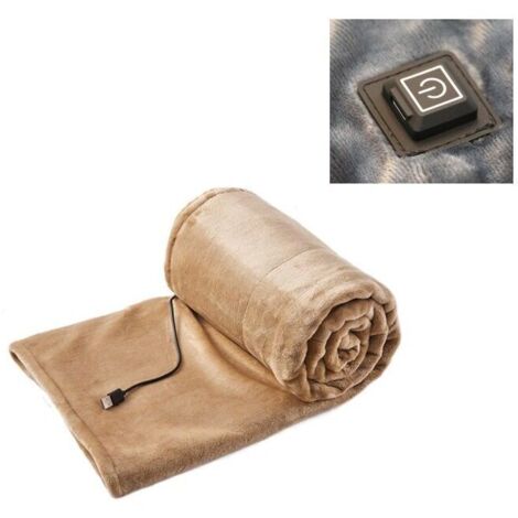 Couverture chauffante, couverture chauffante en flanelle, lavable en machine, couverture électrique portable usb 5 volts, thermostat intelligent à chauffage rapide - 100 × 80cm - jaune