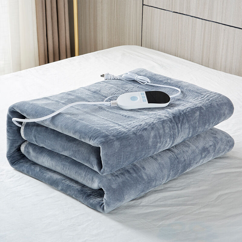 Couverture Chauffante Electrique 175150cm 9 Niveaux de Température, Couverture en Flanelle Lavable en Machine, Gris
