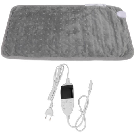 Couverture chauffante électrique 6 vitesses 3 modes minuterie affichage LCD doux bureau tapis chauffant gris prise UE 220-240V