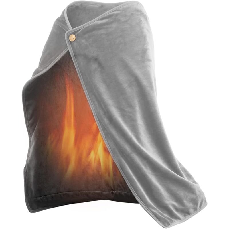 Couverture chauffante électrique, châle chauffant USB, couverture chauffante sans fil rechargeable, couverture en flanelle lavable avec 3 réglages de
