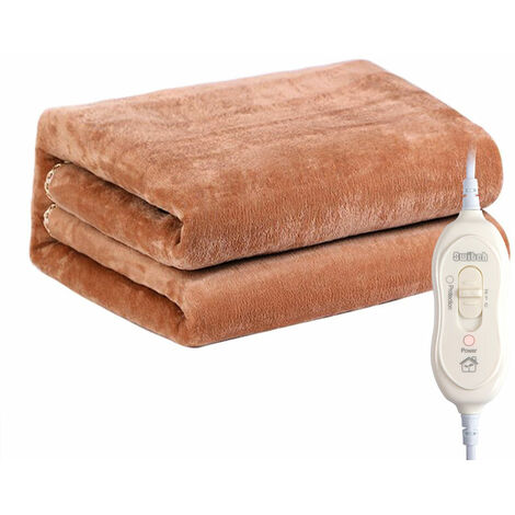 Couverture chauffante électrique Coussin chauffant Couverture en tissu polaire chaud Chauffage rapide Hiver Body Warmer Housse de matelas confortable 150x80cm avec 2 niveaux de température, BR-3
