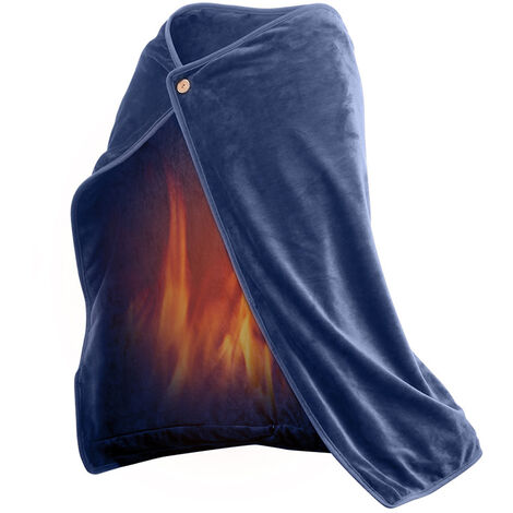 Couverture chauffante électrique Couverture chauffante Hiver USB Flanelle 5V Charge Couverture chauffante Châle chauffant Couverture chauffante électrique Accueil Chauffage Genouillères 100 70cm Bleu