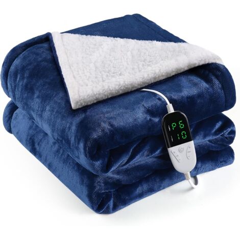 Couverture chauffante électrique King Size 130150cm, couverture chauffante avec 6 réglages de chaleur et 1 à 10 heures de réglage, arrêt automatique, lavable en machine, pour la maison et le bureau