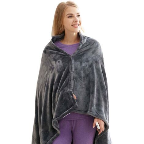 Couverture chauffante électrique USB, couverture chauffante en peluche, châle chauffant (longueur 150 cm, largeur 85 cm)