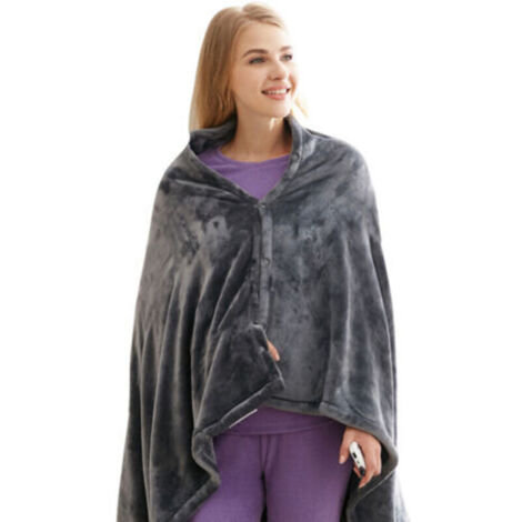 Couverture chauffante électrique USB, couverture chauffante en peluche, châle chauffant (longueur 150 cm, largeur 85 cm)